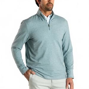 NEW DUCK HEAD wakeman stripe performance 1/4 zip sweater in aegean blue heather